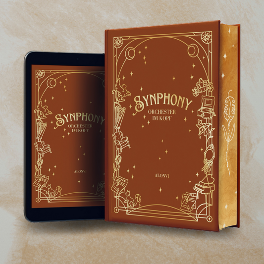 "Synphony - Orchester im Kopf" Signiertes Hardcover mit Farbschnitt, Lesezeichen und Charakterkarte