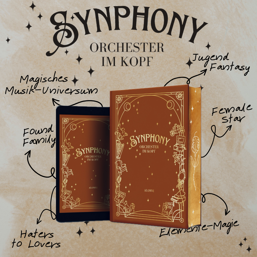 "Synphony - Orchester im Kopf" Signiertes Hardcover mit Farbschnitt, Lesezeichen und Charakterkarte
