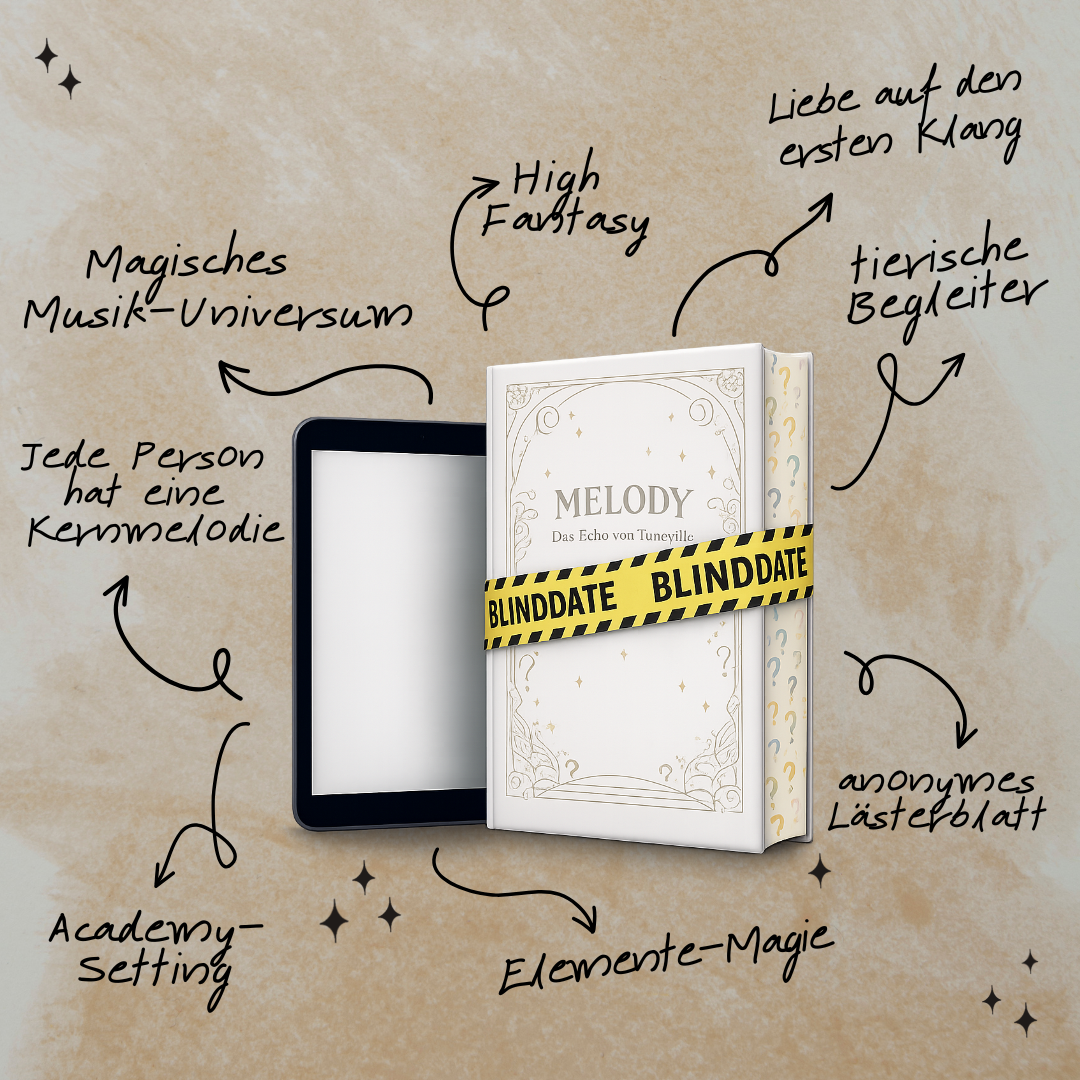 "Melody - Das Echo von Tuneville" Signiertes Hardcover mit Farbschnitt, Lesezeichen, Charakterkarte und Überraschungs-Goodies